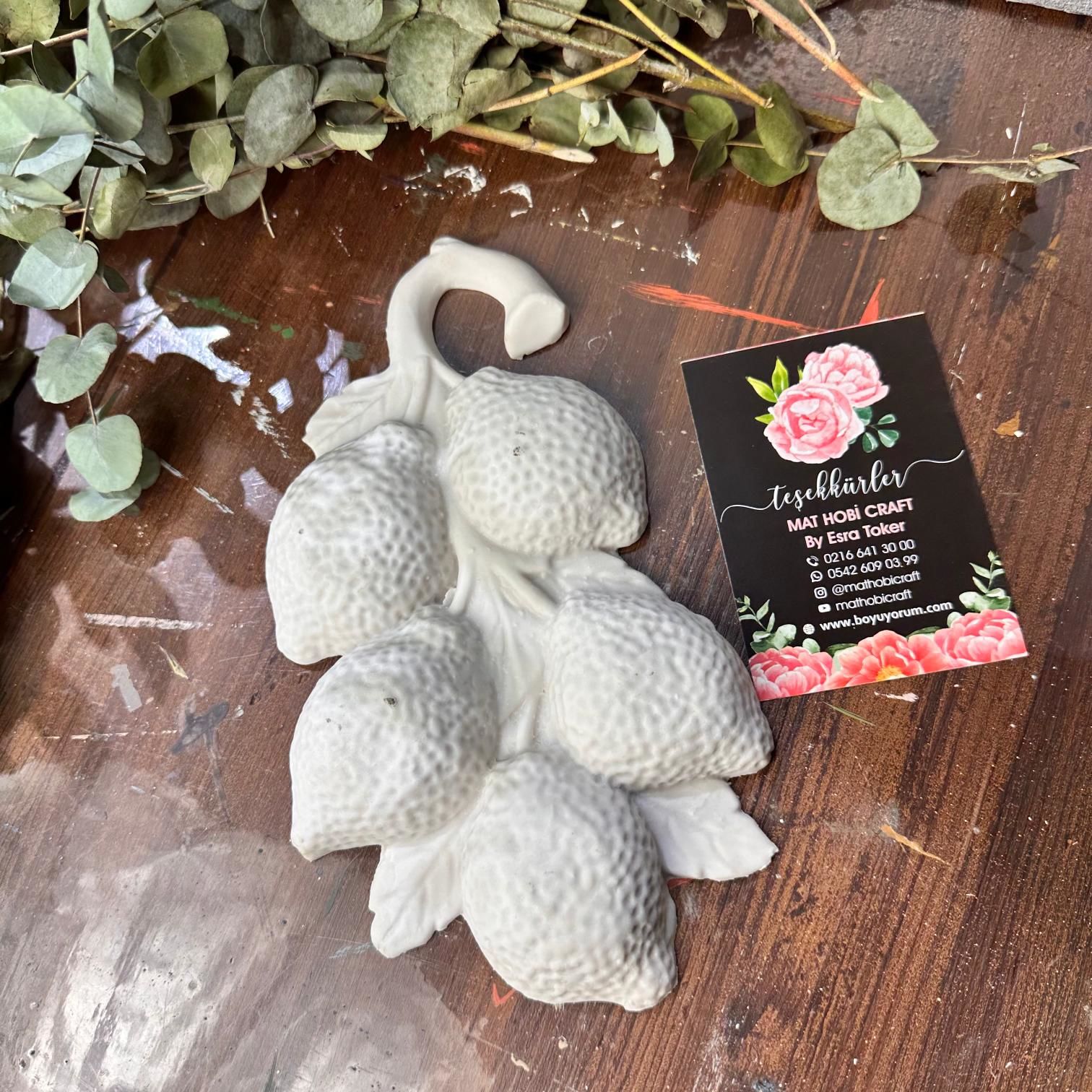 Limon Dalı Polyester Rölyef Obje – Boyamaya Uygun Dekoratif Duvar Süsü