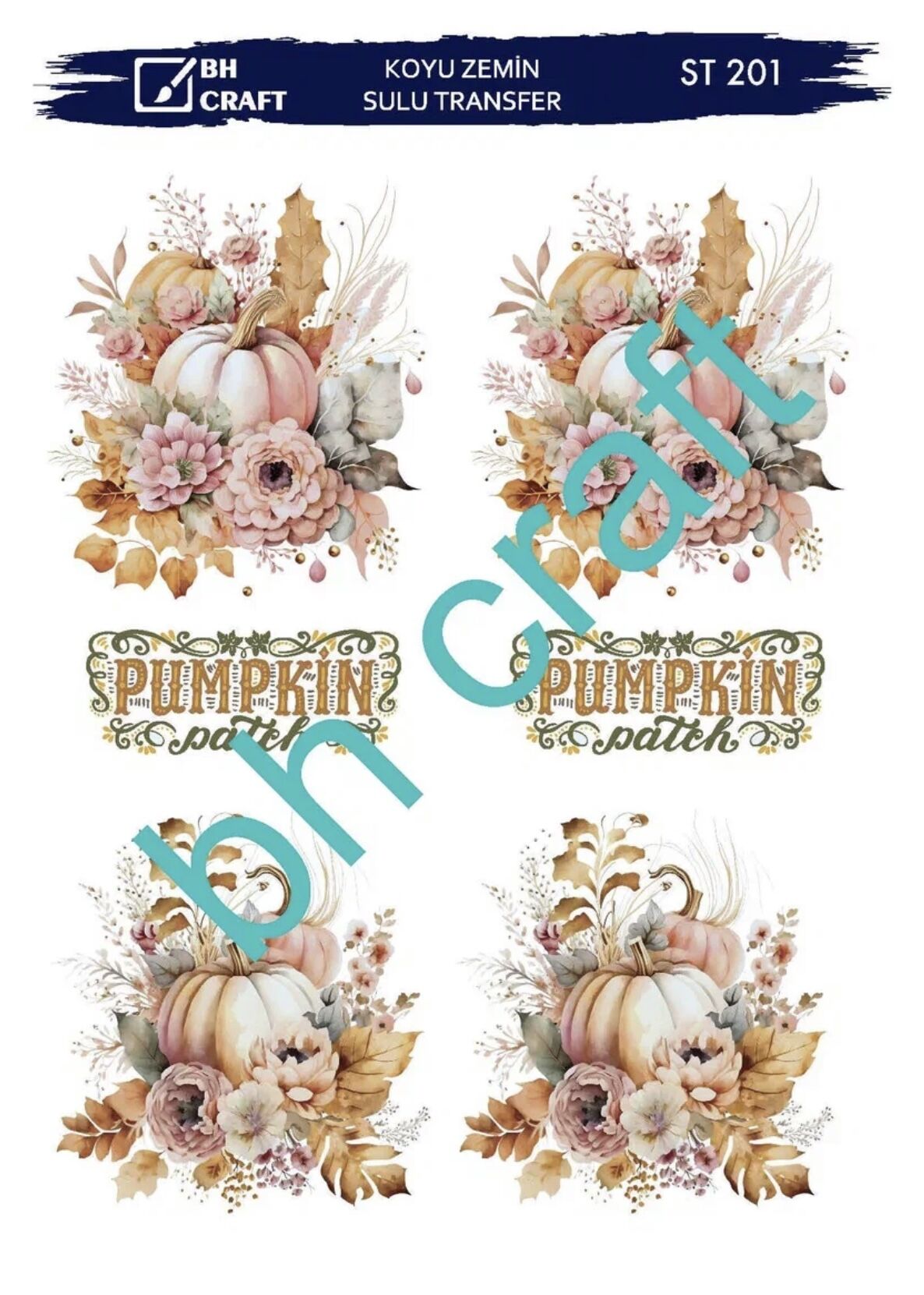 Sulu Transfer KOYU ZEMİN St 201 25x35cm kabak pumpkin