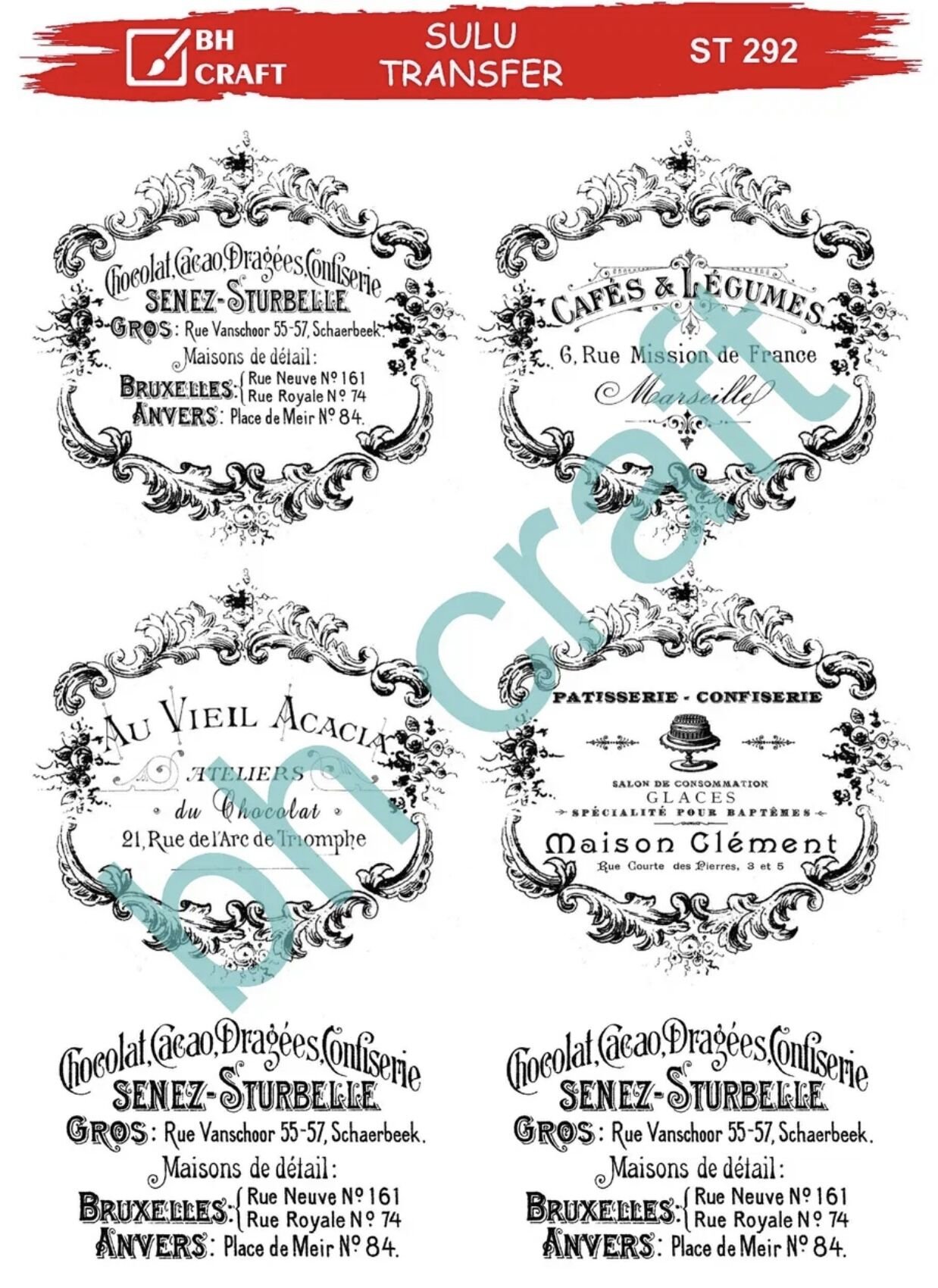 Sulu Transfer BH St 292 25x35cm siyah beyaz yazı