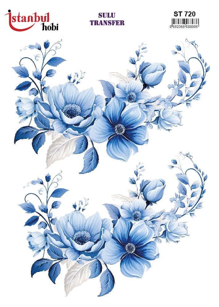 Sulu Transfer IST 720 25x35cm mavi çiçek