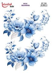 Sulu Transfer IST 720 25x35cm mavi çiçek