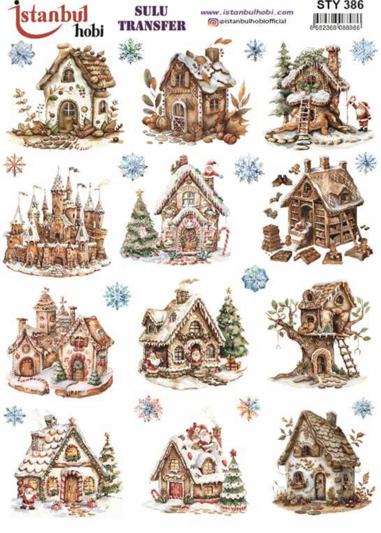 Sulu Transfer IST 386 25x35cm Yılbaşı Kurabiye Evler