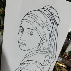 35x50 inci küpeli kız çizimli tuval