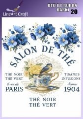 Ütü İle Rub On Transfer mavi beyaz desen 20 no