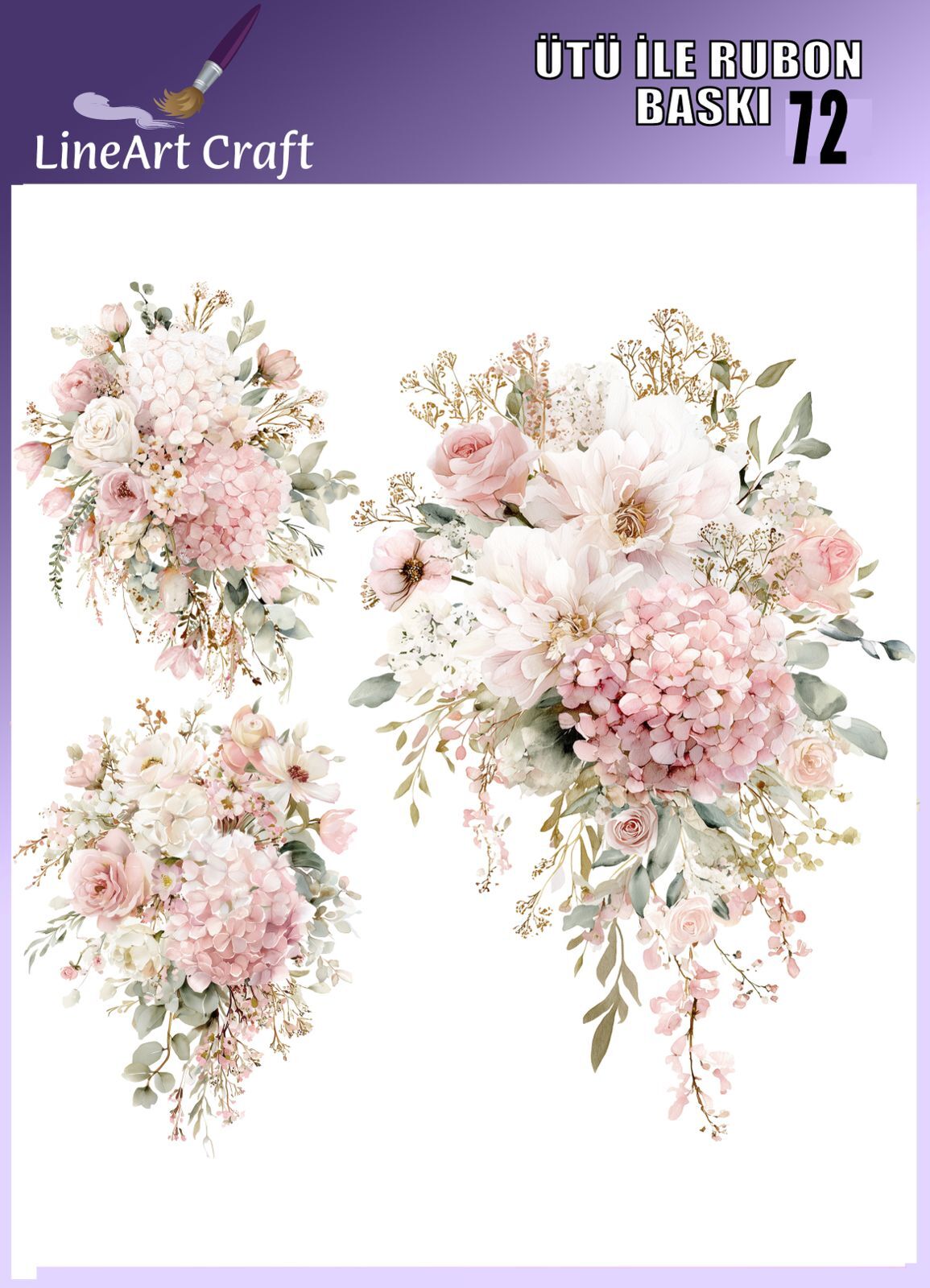 Ütü İle Rub On Transfer çiçek desen