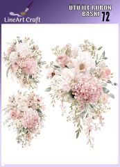 Ütü İle Rub On Transfer çiçek desen