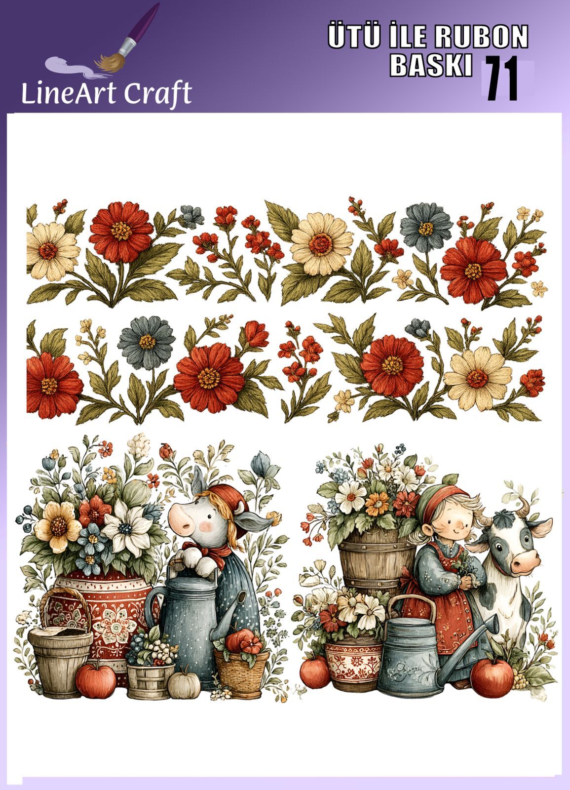 Ütü İle Rub On Transfer nakış desen