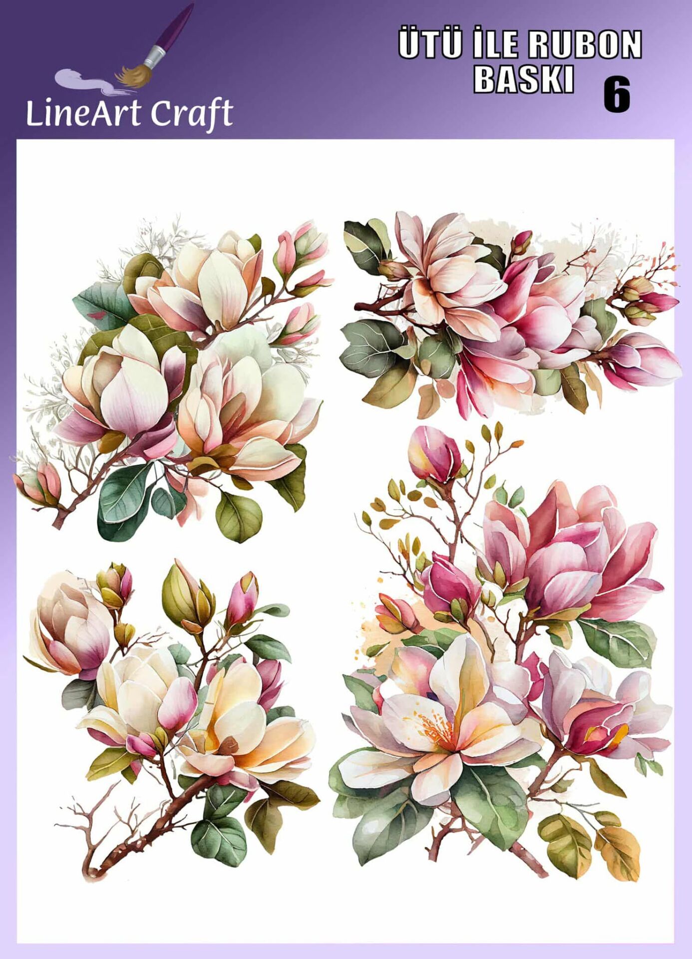 Ütü İle Rub On Transfer manolya desen