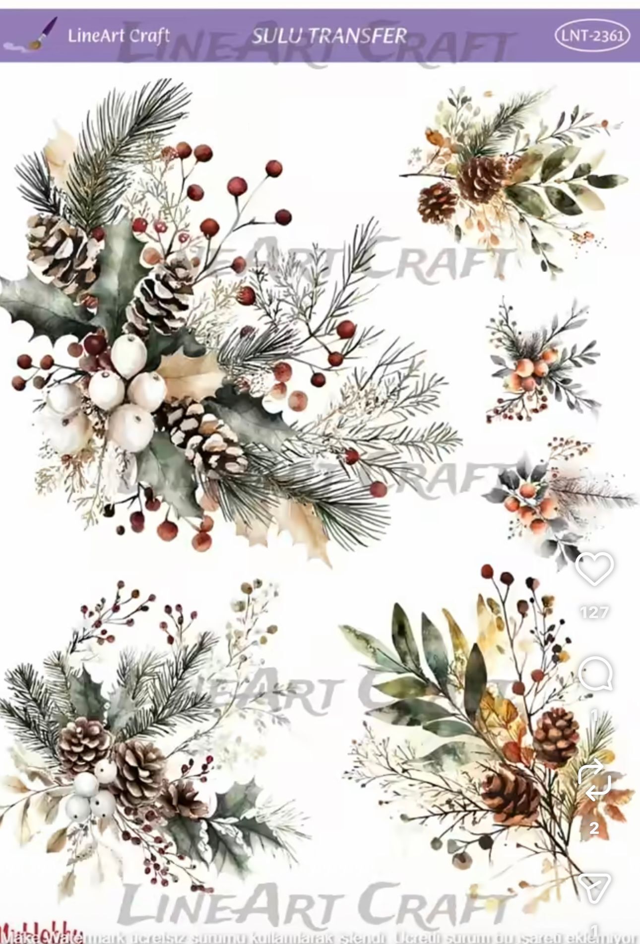 Sulu Transfer LNT 2361 yılbaşı kozalak