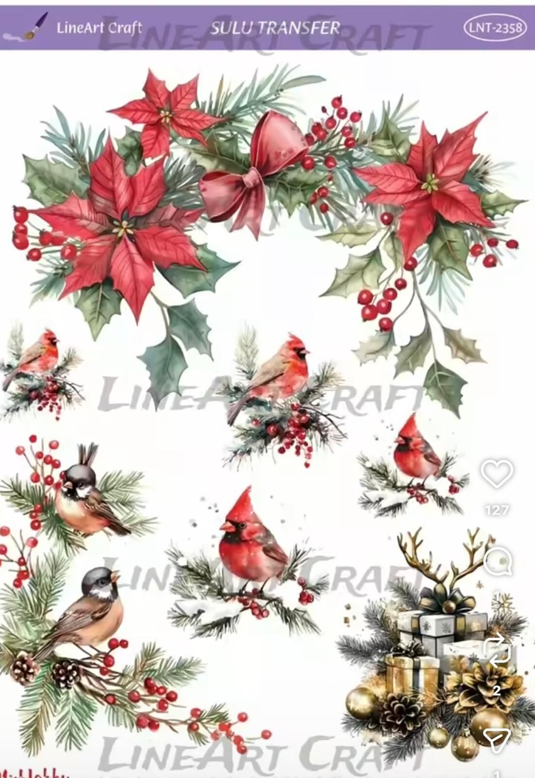 Sulu Transfer LNT 2358 yılbaşı kardinal kuşu