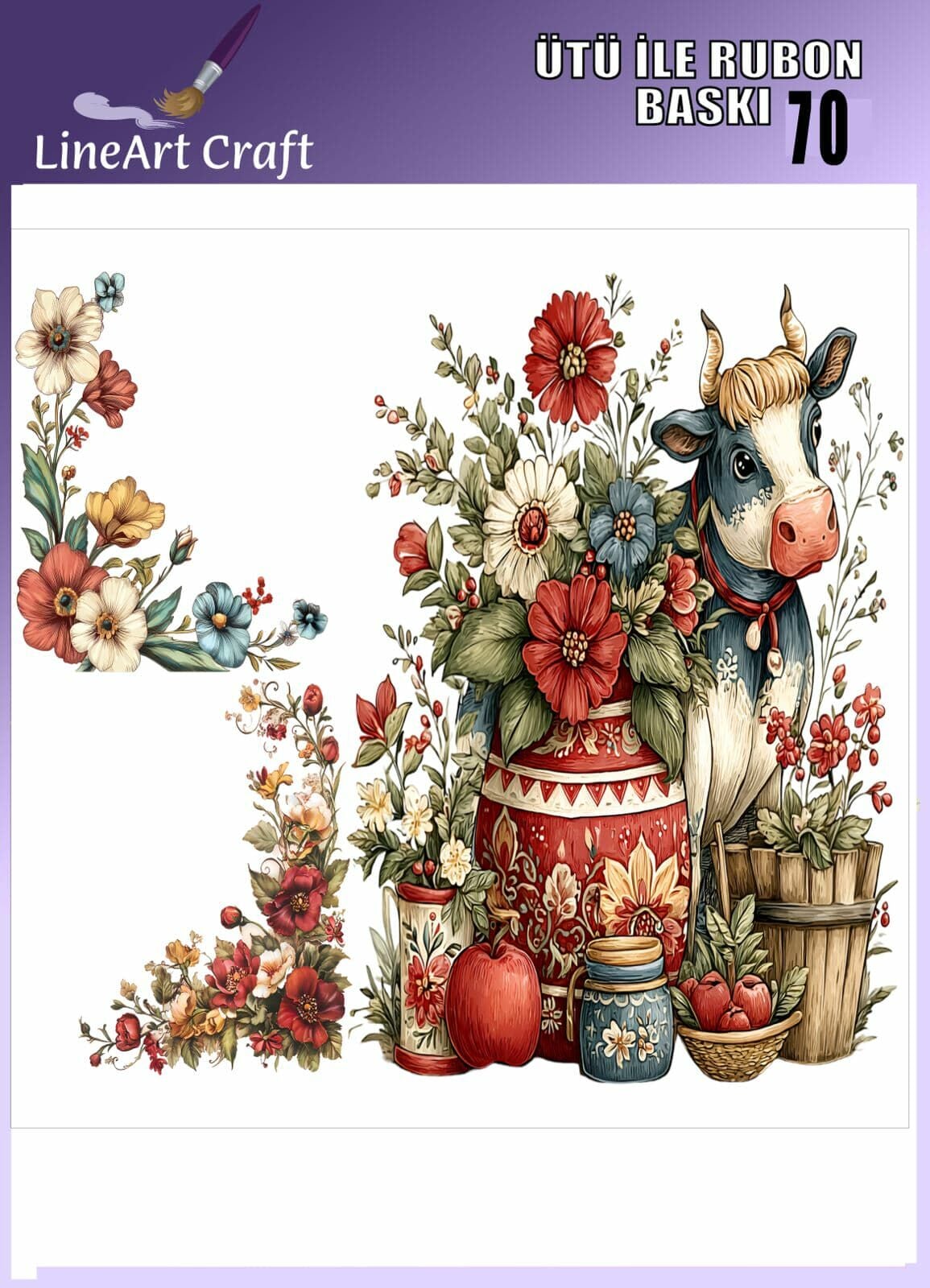 Ütü İle Rub On Transfer 70 inek desen
