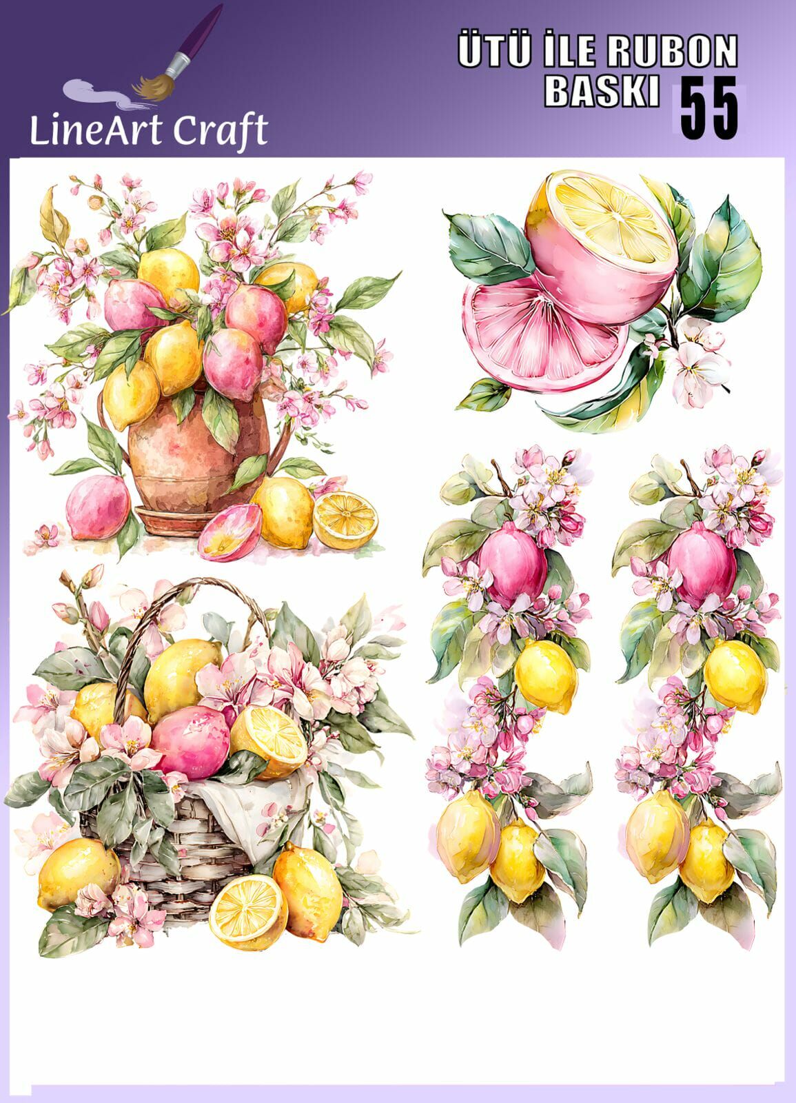 Ütü İle Rub On Transfer 55 limon desen