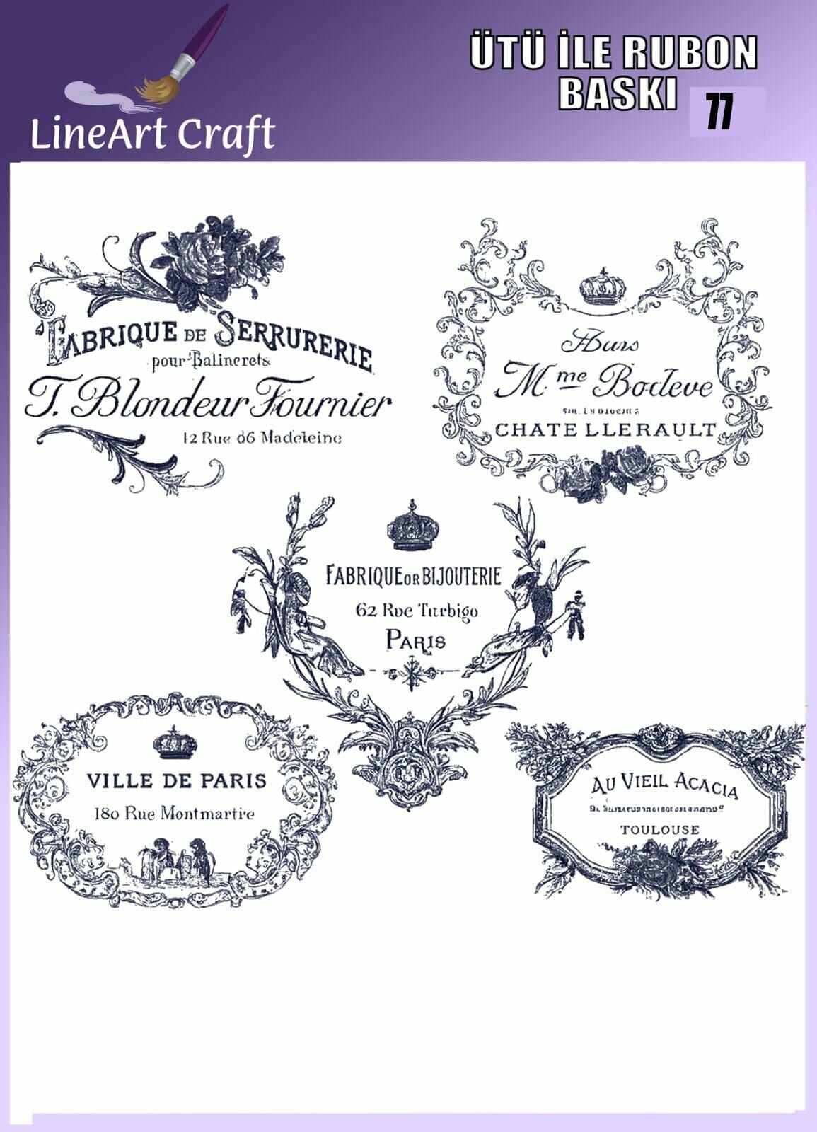 Ütü İle Rub On Transfer 77 yazılı desen