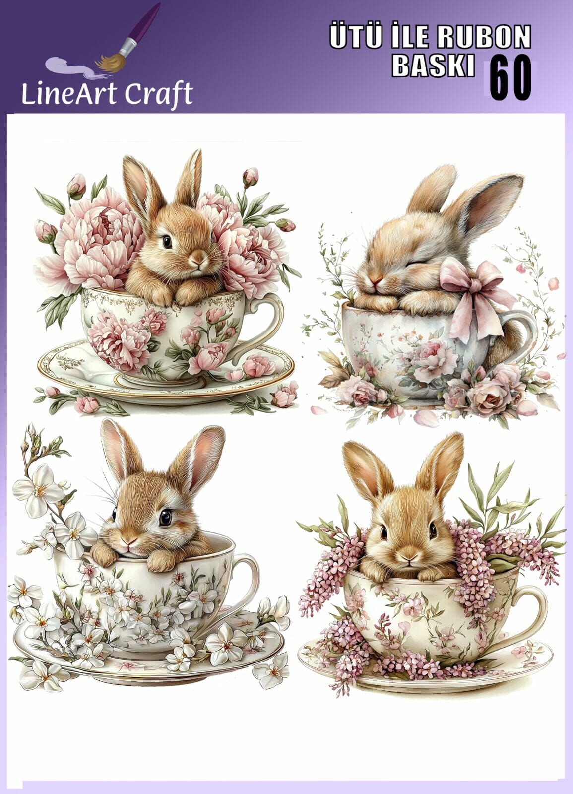 Ütü İle Rub On Transfer 60 Tavşan Desen
