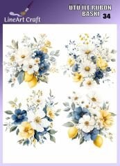 Ütü İle Rub On Transfer 34 çiçek Desen