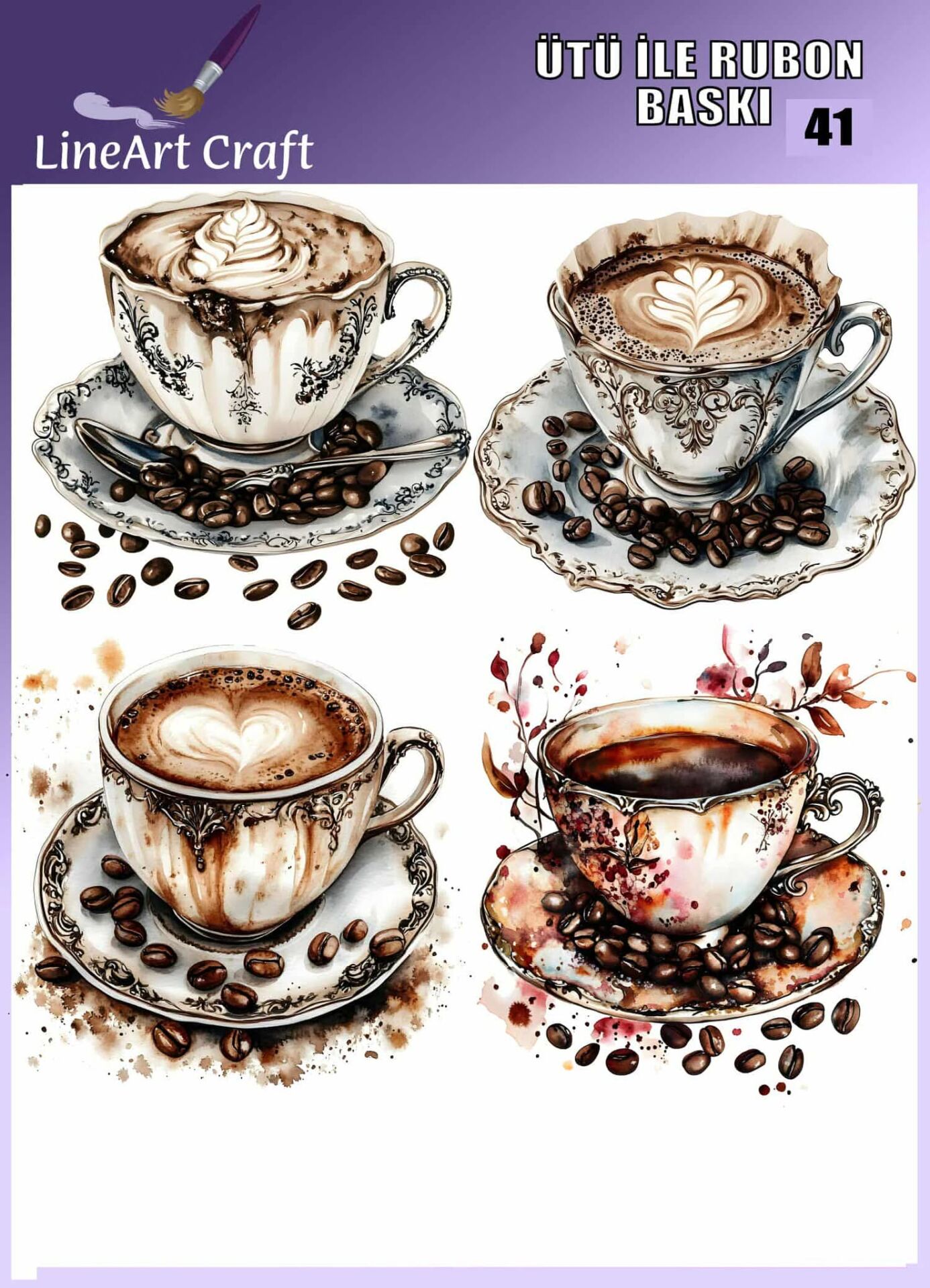 Ütü İle Rub On Transfer 41 kahve Desen