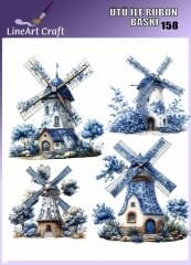 Ütü İle Rub On Transfer 158 mavi beyaz   Desen