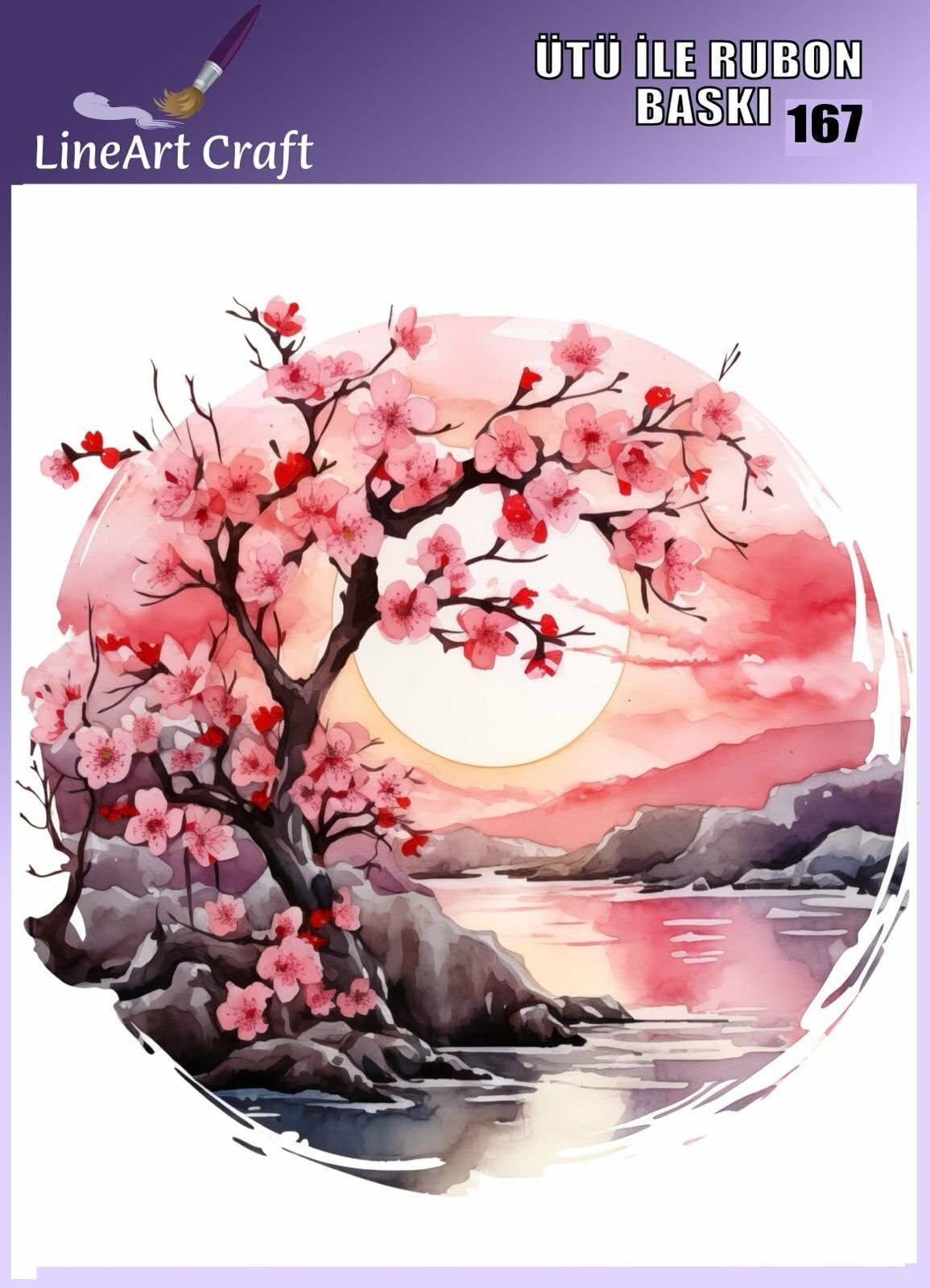 Ütü İle Rub On Transfer 167 sakura desen