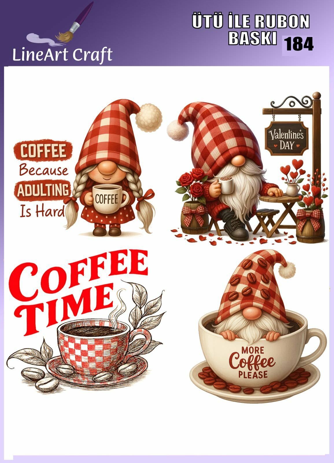 Ütü İle Rub On Transfer 184 kahve ve cüce