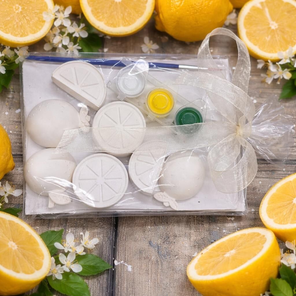 Limon Figürlü Seramik Boyama Seti – Boya ve Fırça Dahil