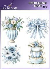 Ütü İle Rub On Transfer 386 mavi beyaz