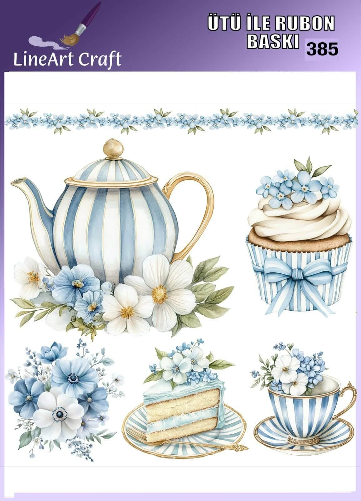 Ütü İle Rub On Transfer 385mavi beyaz