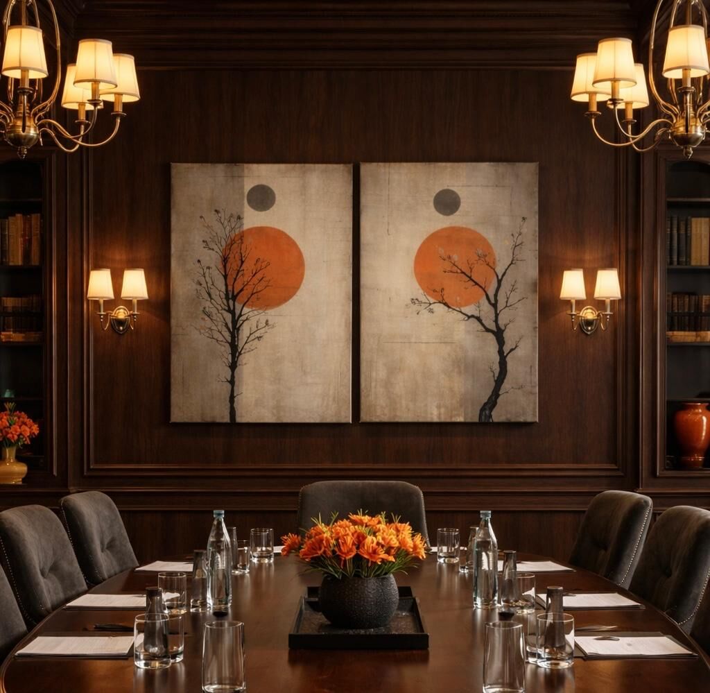 Keten Dokulu Çift Tablo – Modern ve Zamansız Duvar Sanatı (Diptych)