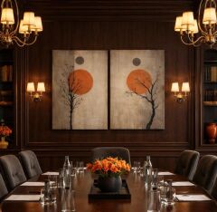 Keten Dokulu Çift Tablo – Modern ve Zamansız Duvar Sanatı (Diptych)