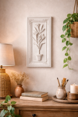 Botanik Çiçek Rölyef Pano – Boyamaya Uygun Polyester Duvar Dekoru