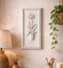 Saksılı Çiçek Rölyef Pano – Boyamaya Uygun Polyester Dekor