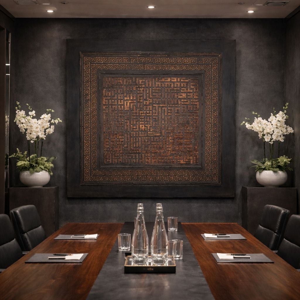 Kufi Ayetel Kürsi Tablo 70x70 Antrasit Rölyef El Yapımı Duvar Dekoru