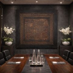 Kufi Ayetel Kürsi Tablo 80x80 Antrasit Rölyef El Yapımı Duvar Dekoru