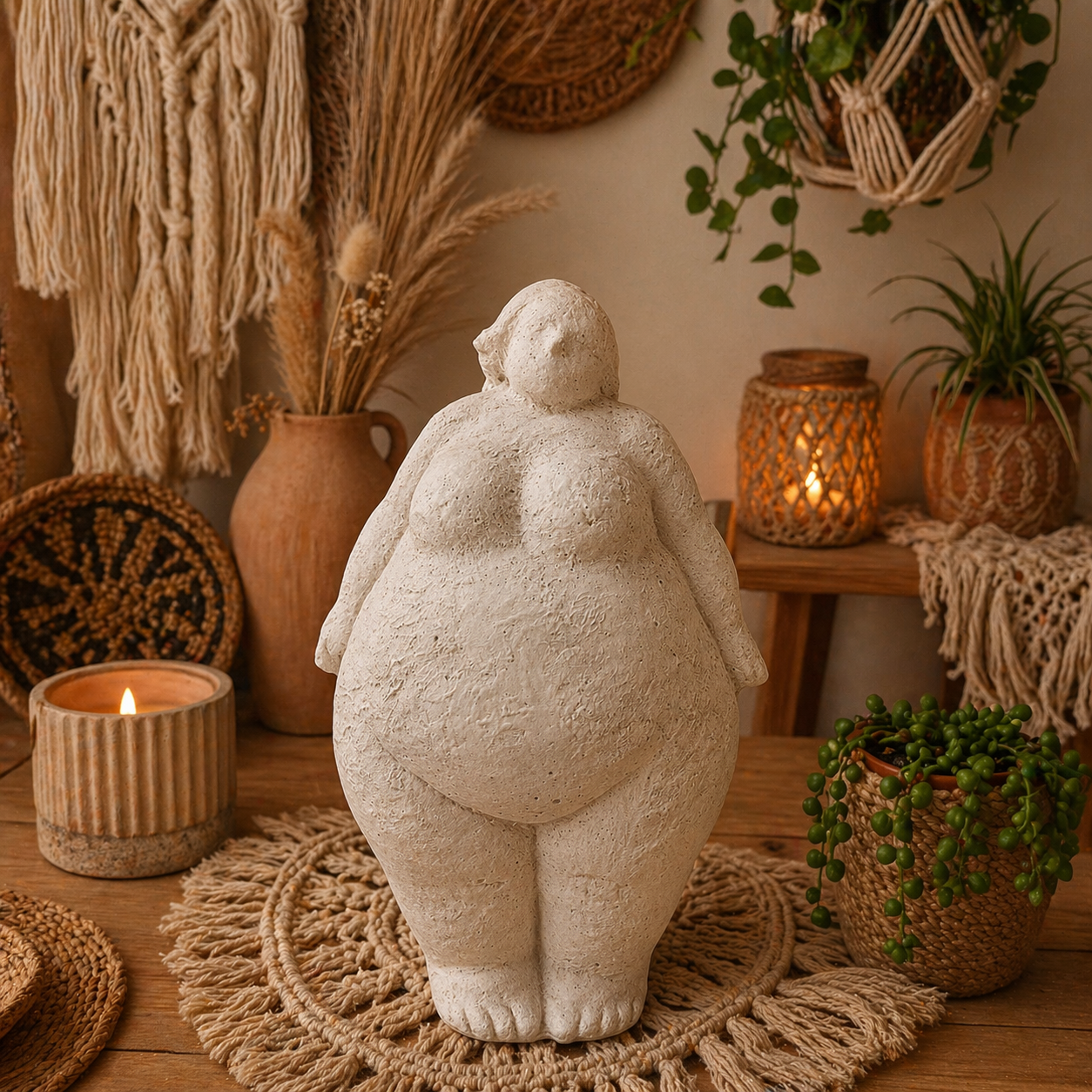 Şişman Kadın Figür Dekoratif Obje – 24x17x12 cm
