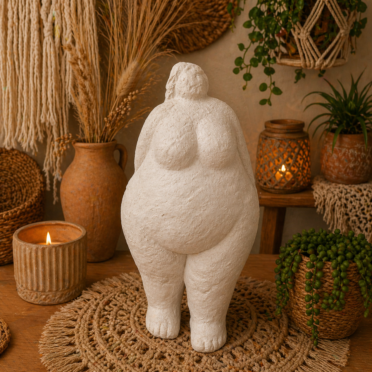Büyük Boy Şişman Kadın Figür Dekoratif Obje – 34x17x12 cm