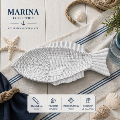 Hasır Görünümlü Polyester Balık Tabak 29x13 cm | Marina Collection Dekoratif Tabak