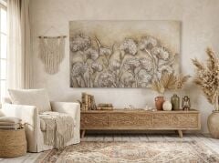 Rölyef Dokulu Büyük Boy Tablo 150x90 cm | El Yapımı Dekoratif Duvar Tablosu