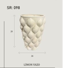 Limon Desenli Kabartmalı Seramik Vazo Dekoratif Limon Vazo 26x20 cm