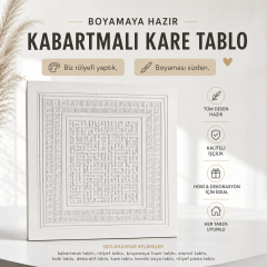 Boyamaya Hazır Kabartmalı Kare Tablo 80X80CM Rölyef Stencil Uygulama