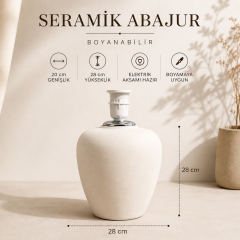 Boyanabilir Seramik Abajur Gövdesi | Elektrik Aksamı Hazır 28 cm