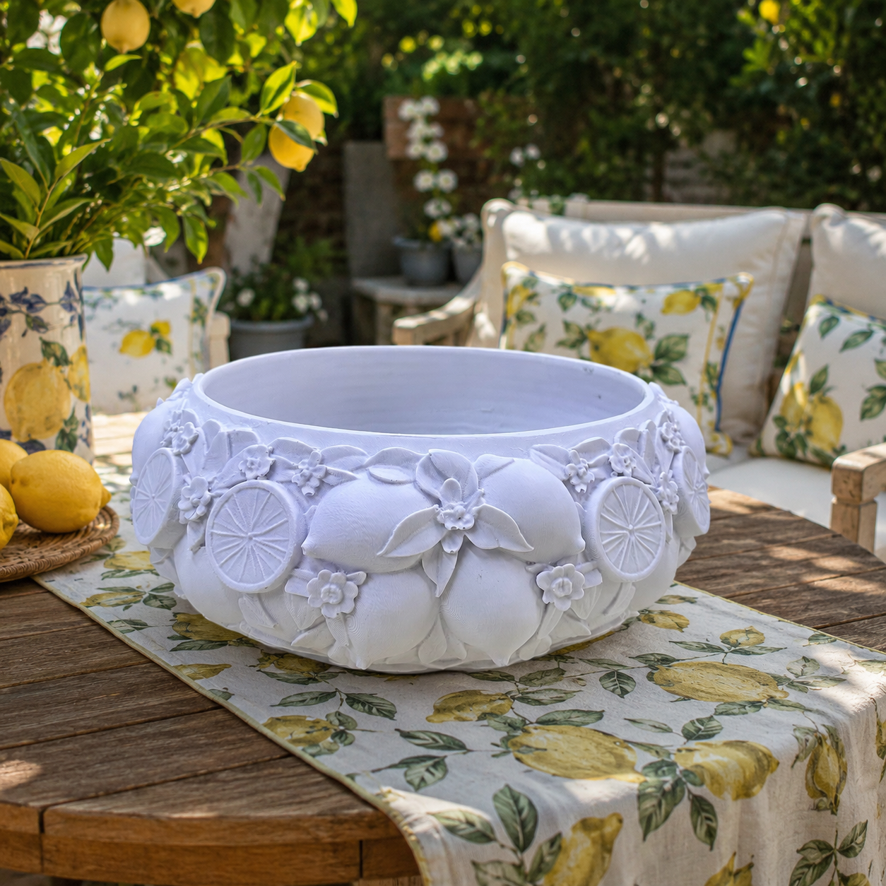 Limon Desenli Polyester Dekoratif Kase 37x18 cm