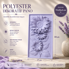 Ayçiçekli Polyester Dekoratif Duvar Panosu 17x33x2 cm | Boyanabilir Ham Ürün