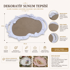 Dekoratif Sunum Tepsisi 49x32 cm – Polyester ve Ahşap Boyanabilir Tepsi