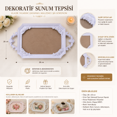 Dekoratif Sunum Tepsisi 28x20 cm – Polyester ve Ahşap Boyanabilir Tepsi