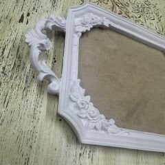 Dekoratif Sunum Tepsisi 28x20 cm – Polyester ve Ahşap Boyanabilir Tepsi