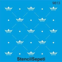 Taçlı Desen 9813 Stencil 20x20 cm