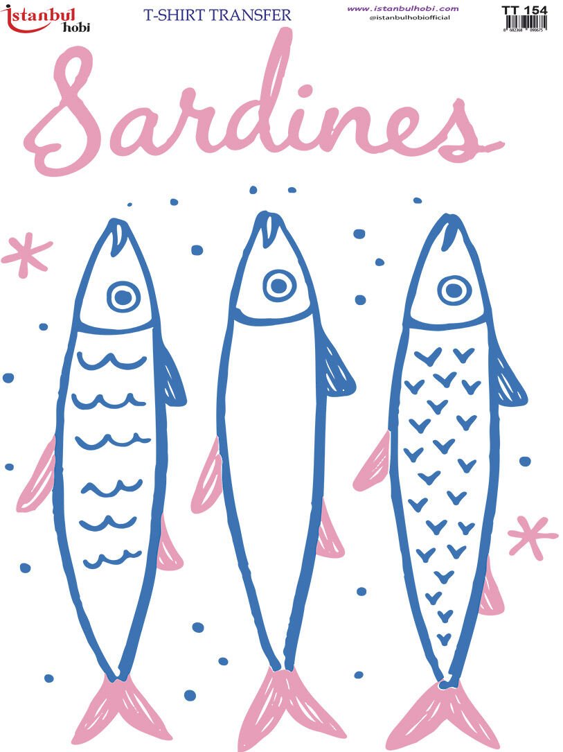 Sardines Tshirt Transfer Baskısı 21x29 cm | TT  154