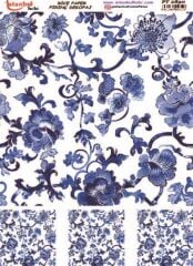 Pirinç Dekopaj Deseni – 2890 Mavi Beyaz| Dekopaj Kağıdı