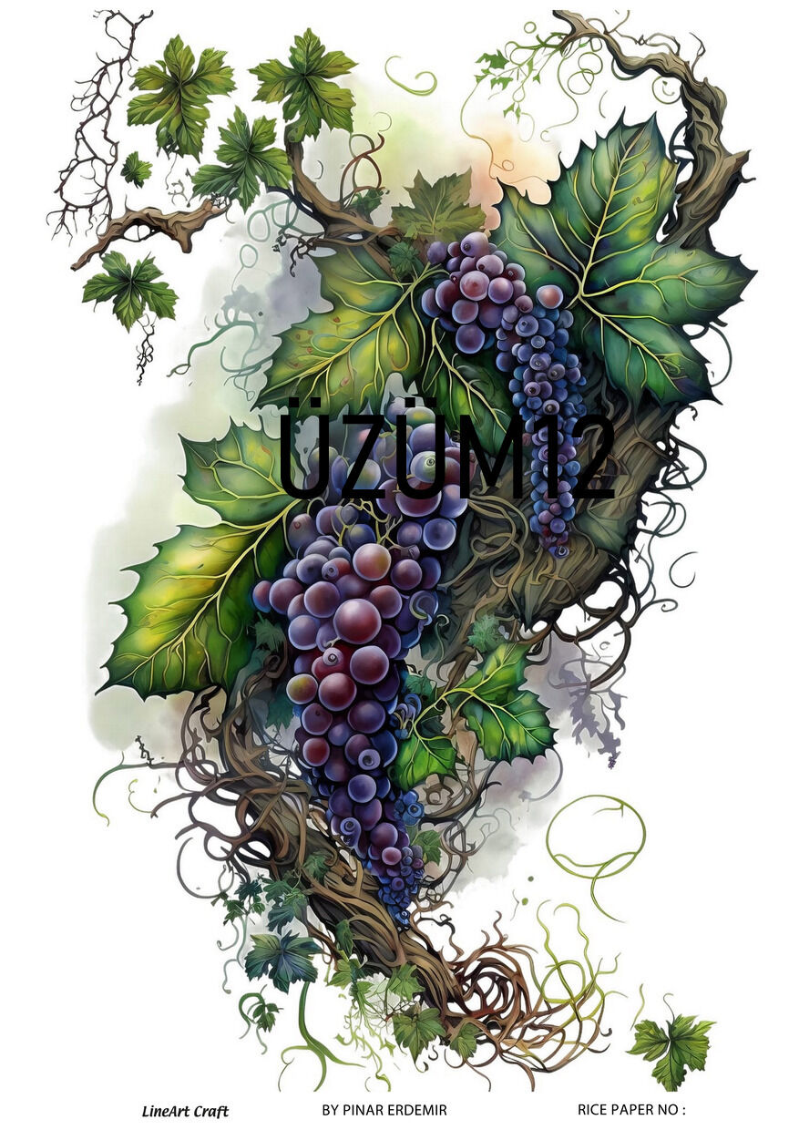 Pirinç Dekopaj Deseni –Lnt Üzüm12 | Dekopaj Kağıdı