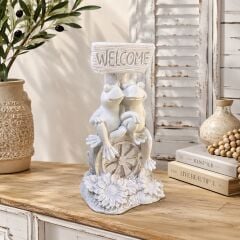 Welcome Kurbağa Biblosu 25x15 cm – Boyanabilir Polyester Bahçe ve Ev Dekoru