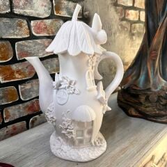Peri Evi Dekoratif Çaydanlık Biblo 30x20 cm – Boyanabilir Polyester Ev Dekoru